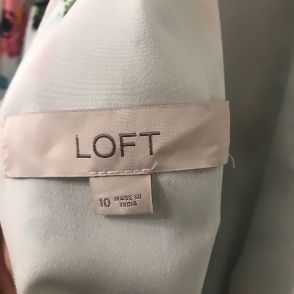 Loft Floral Tie Back Bell Sleeve Blue Breeze Mini Dress - Picture 9 of 11